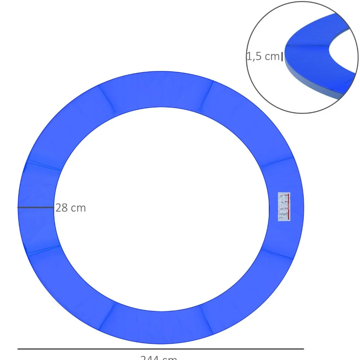 Homcom - Funda acolchada de protección borde camas elásticas 244 cm Azul