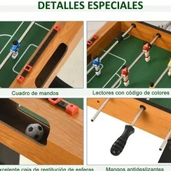 Homcom - Futbolín 22 jugadores y 2 marcadores Natural/Negro