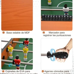 Homcom - Futbolín madera 122 x 61 cm