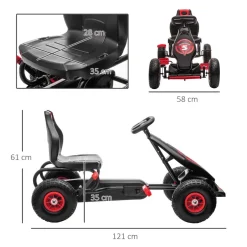 Homcom - Go Kart con pedales rojo-negro