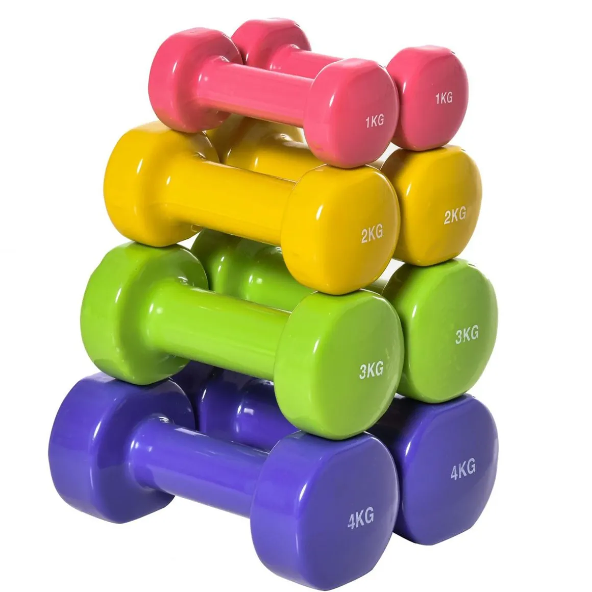 Homcom - Juego de 8 mancuernas hexagonales