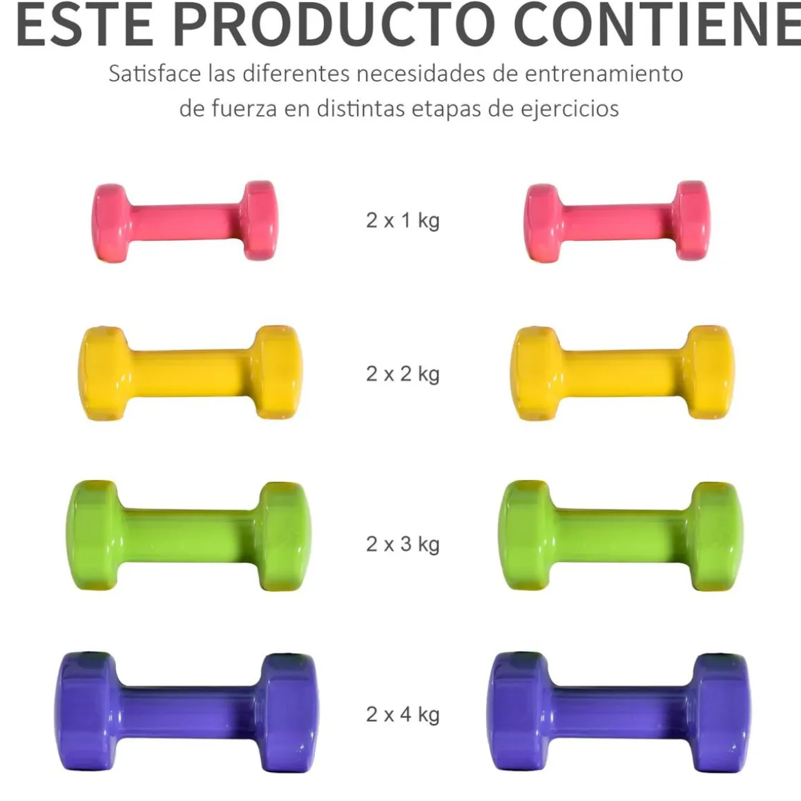 Homcom - Juego de 8 mancuernas hexagonales