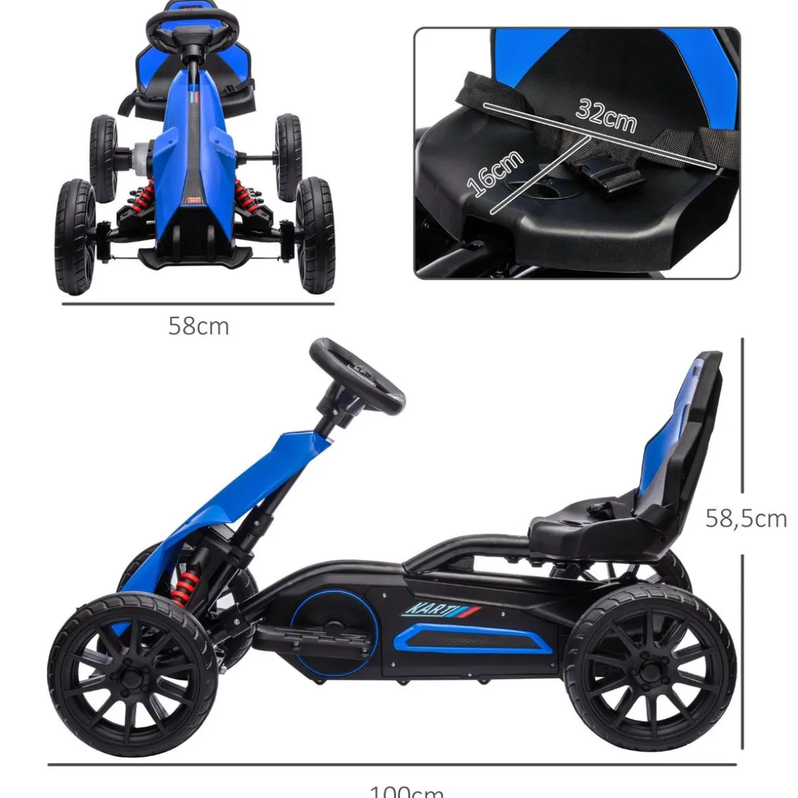Homcom - Kart Eléctrico Azul