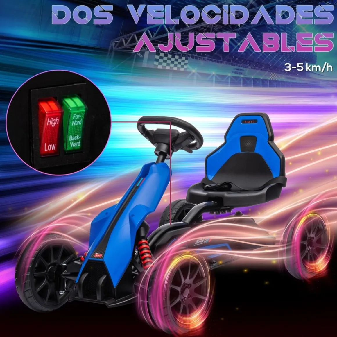 Homcom - Kart Eléctrico Azul