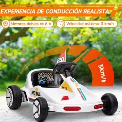 Homcom - Kart eléctrico Blanco con luz y música