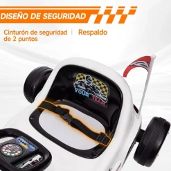 Homcom - Kart eléctrico Blanco con luz y música