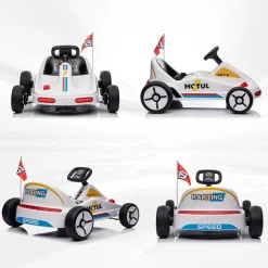 Homcom - Kart eléctrico Blanco con luz y música