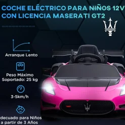 Homcom - Maserati GT2 eléctrico Rosa con mando