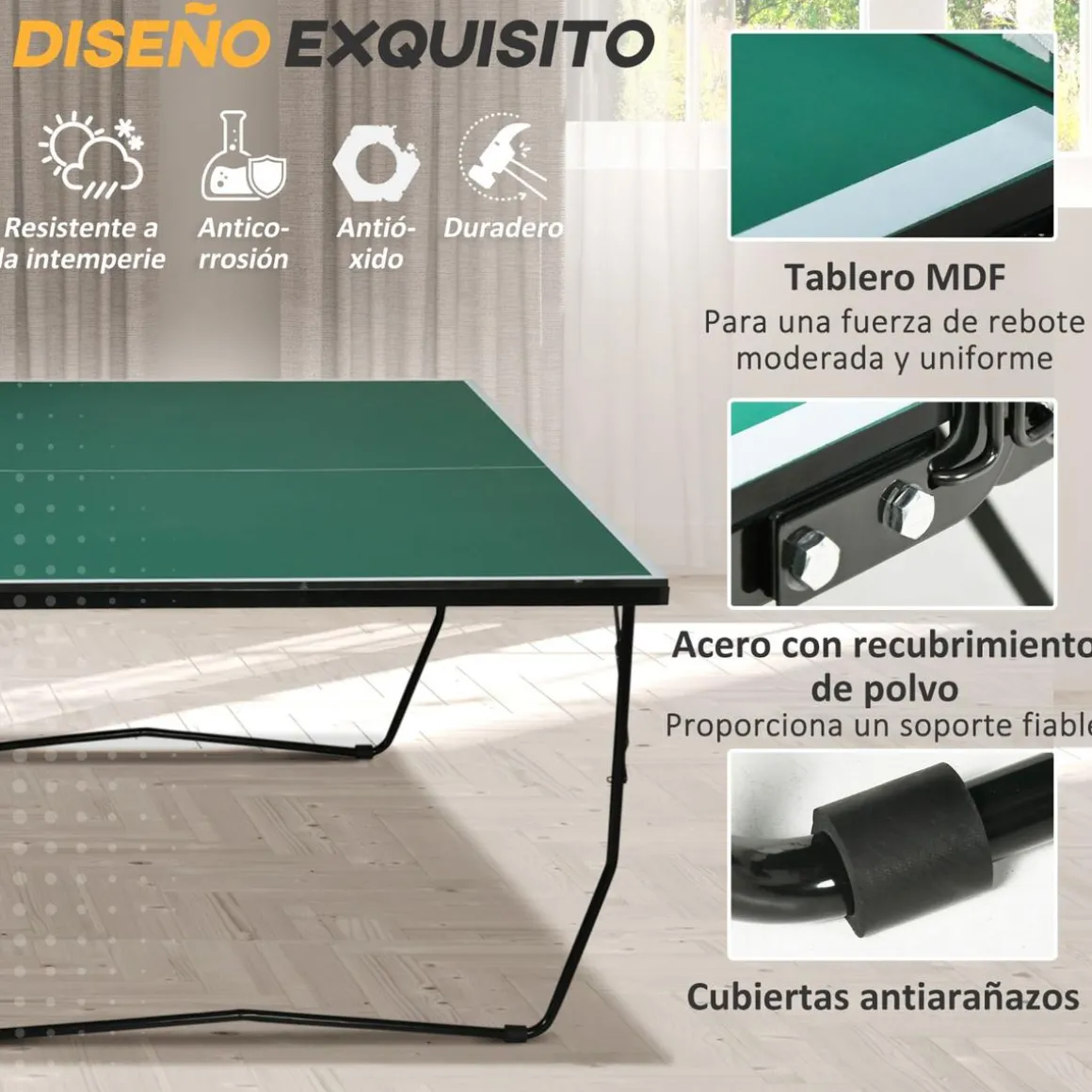 Homcom - Mesa de ping pong plegable