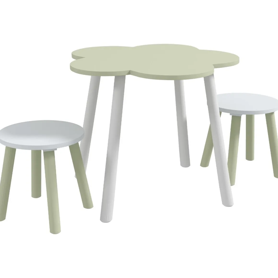 Homcom - Mesa Flor y bancos Verde y Blanco