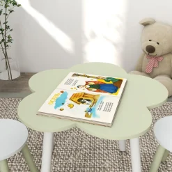 Homcom - Mesa Flor y bancos Verde y Blanco