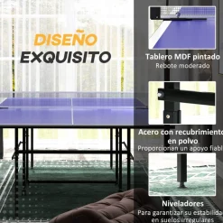 Homcom - Mesa Ping Pong plegable con 4 ruedas