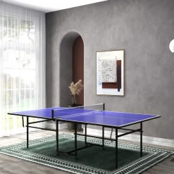 Homcom - Mesa Ping Pong plegable con 4 ruedas