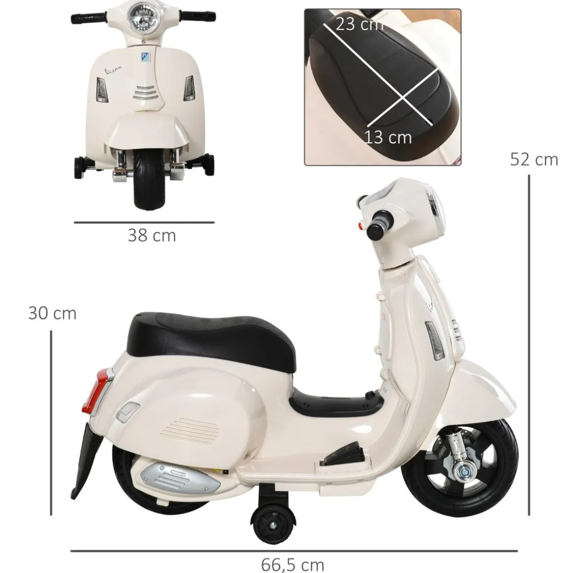 Homcom - Mini moto Eléctrica Vespa Blanco