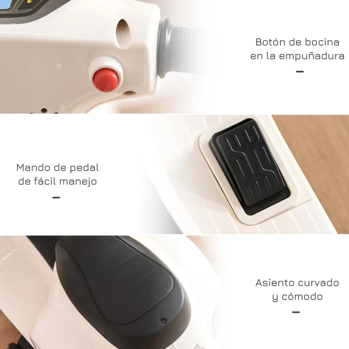 Homcom - Mini moto Eléctrica Vespa Blanco