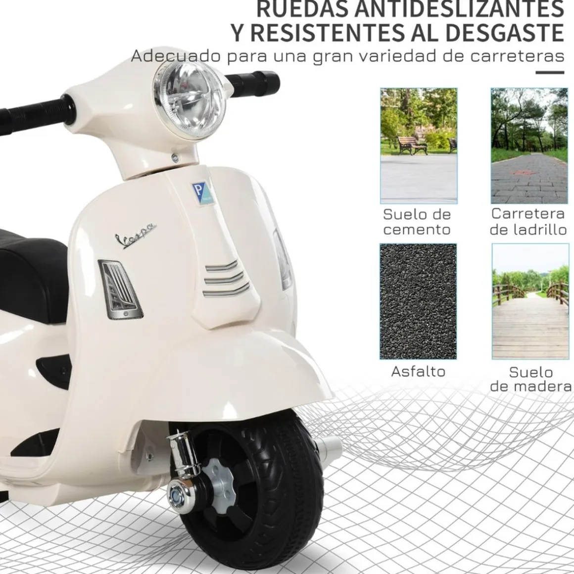 Homcom - Mini moto Eléctrica Vespa Blanco