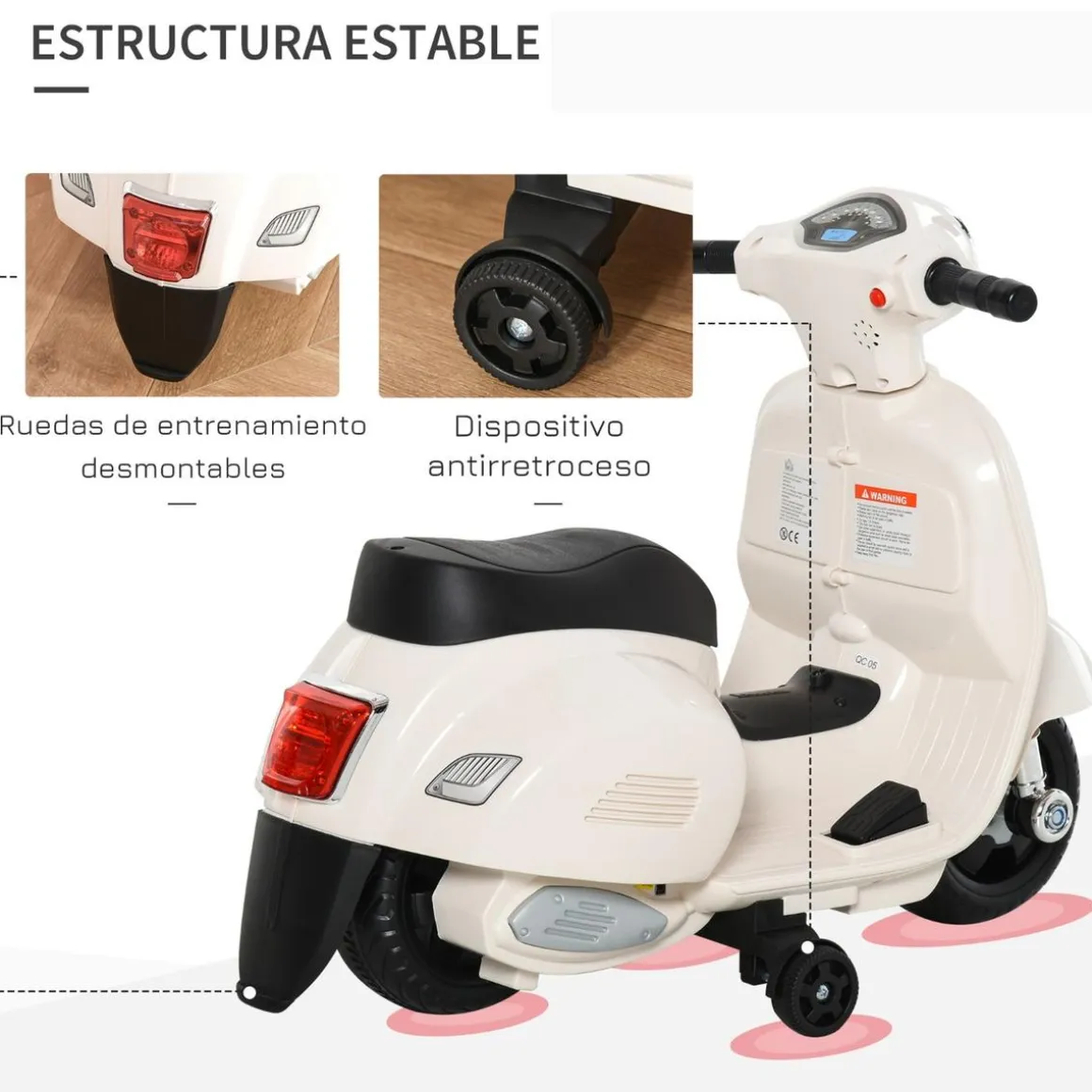 Homcom - Mini moto Eléctrica Vespa Blanco