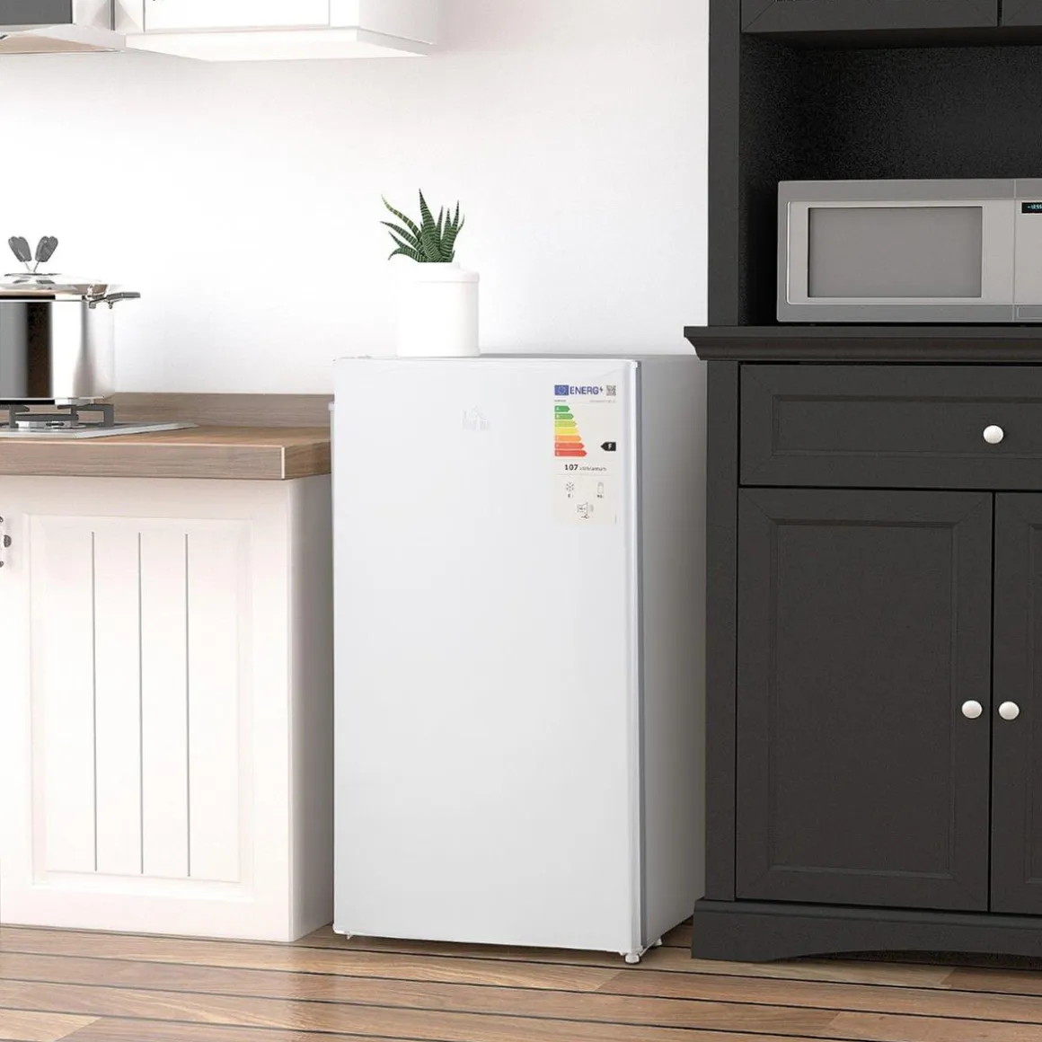 Homcom - Mini Nevera Blanca con Congelador 91L