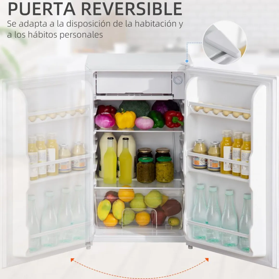 Homcom - Mini Nevera Blanca con Congelador 91L