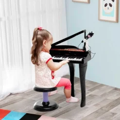 Homcom - Mini Piano Electrónico de Juguete Negro