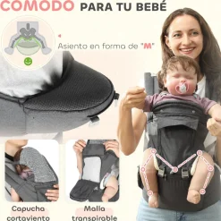 Homcom - Mochila portabebés ajustable