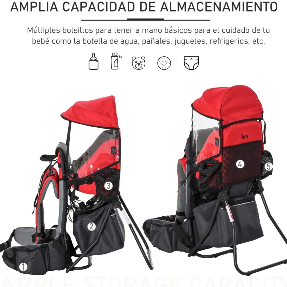 Homcom - Mochila portabebés plegable