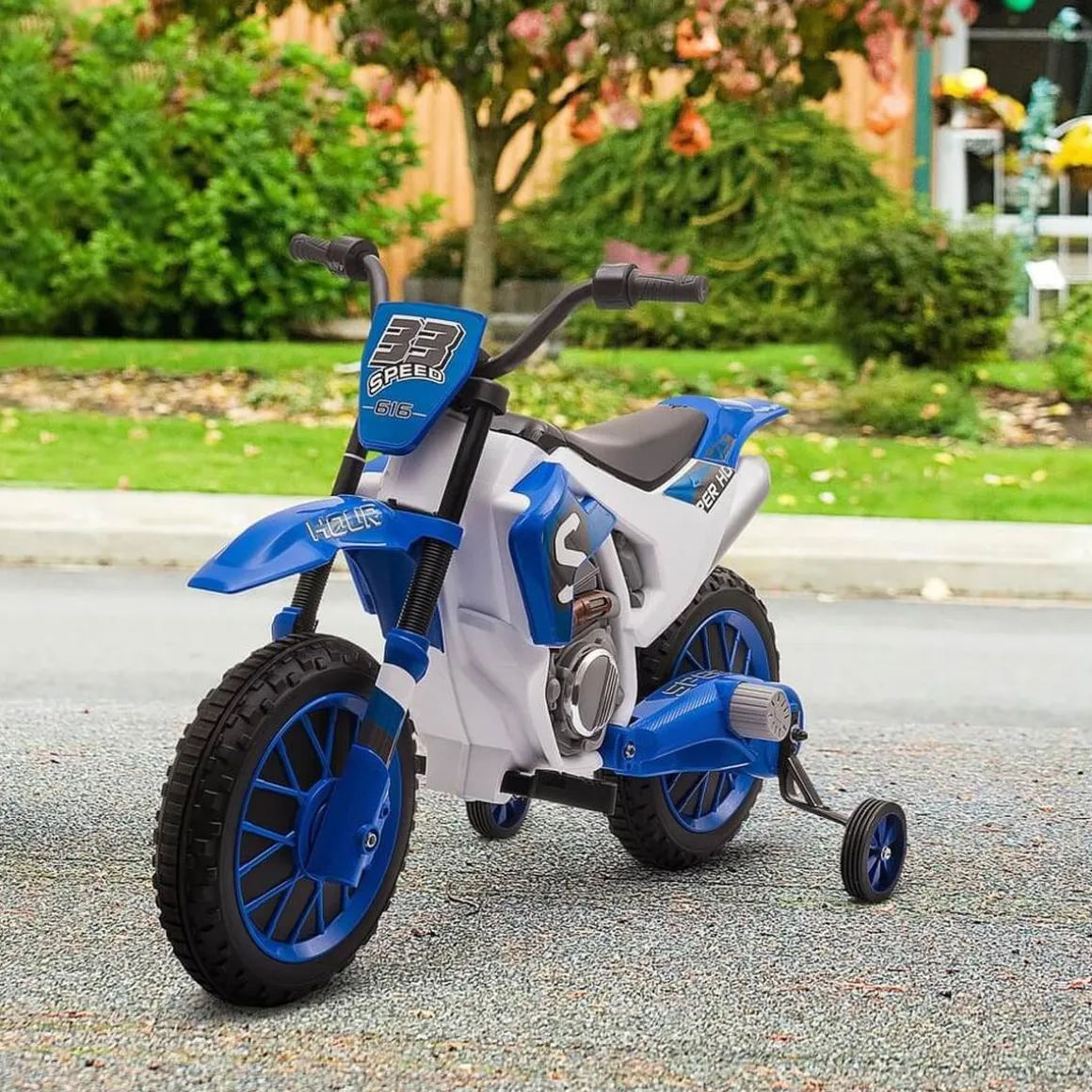 Homcom - Moto eléctrica azul-blanco