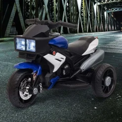Homcom - Moto eléctrica batería 3 ruedas Trimoto Negro y Azul