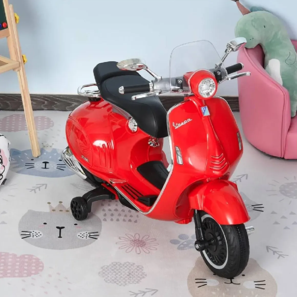 Homcom - Moto eléctrica infantil roja - Vespa Scooter