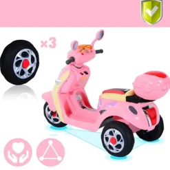 Homcom - Moto Eléctrica Infantil Tipo Triciclo HomCom