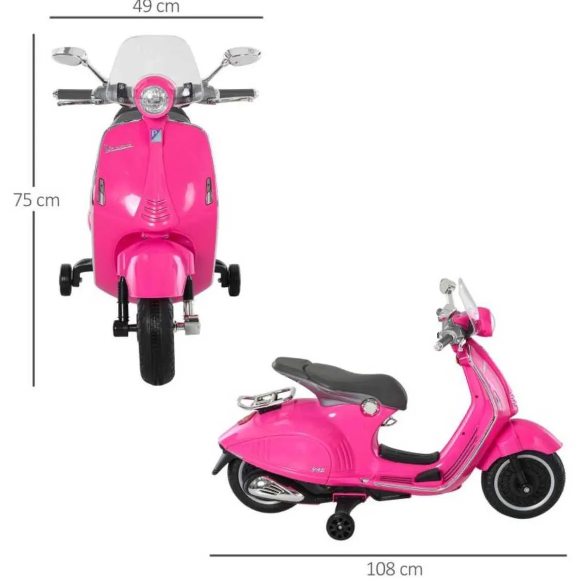 Homcom - Moto Eléctrica Vespa Infantil Rosa HomCom