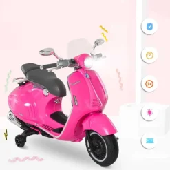 Homcom - Moto Eléctrica Vespa Infantil Rosa HomCom