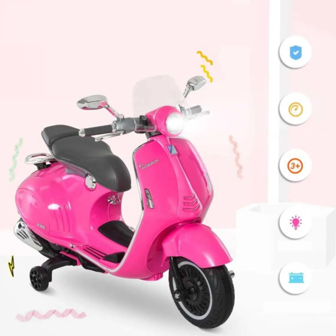 Homcom - Moto Eléctrica Vespa Infantil Rosa HomCom
