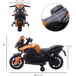 Homcom - Moto infantil eléctrica negra y naranja