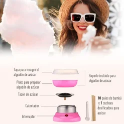 Homcom - Máquina Rosa de Algodón de Azúcar