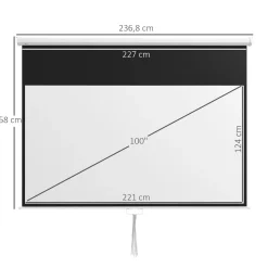 Homcom - Pantalla de proyección 100'' Blanco