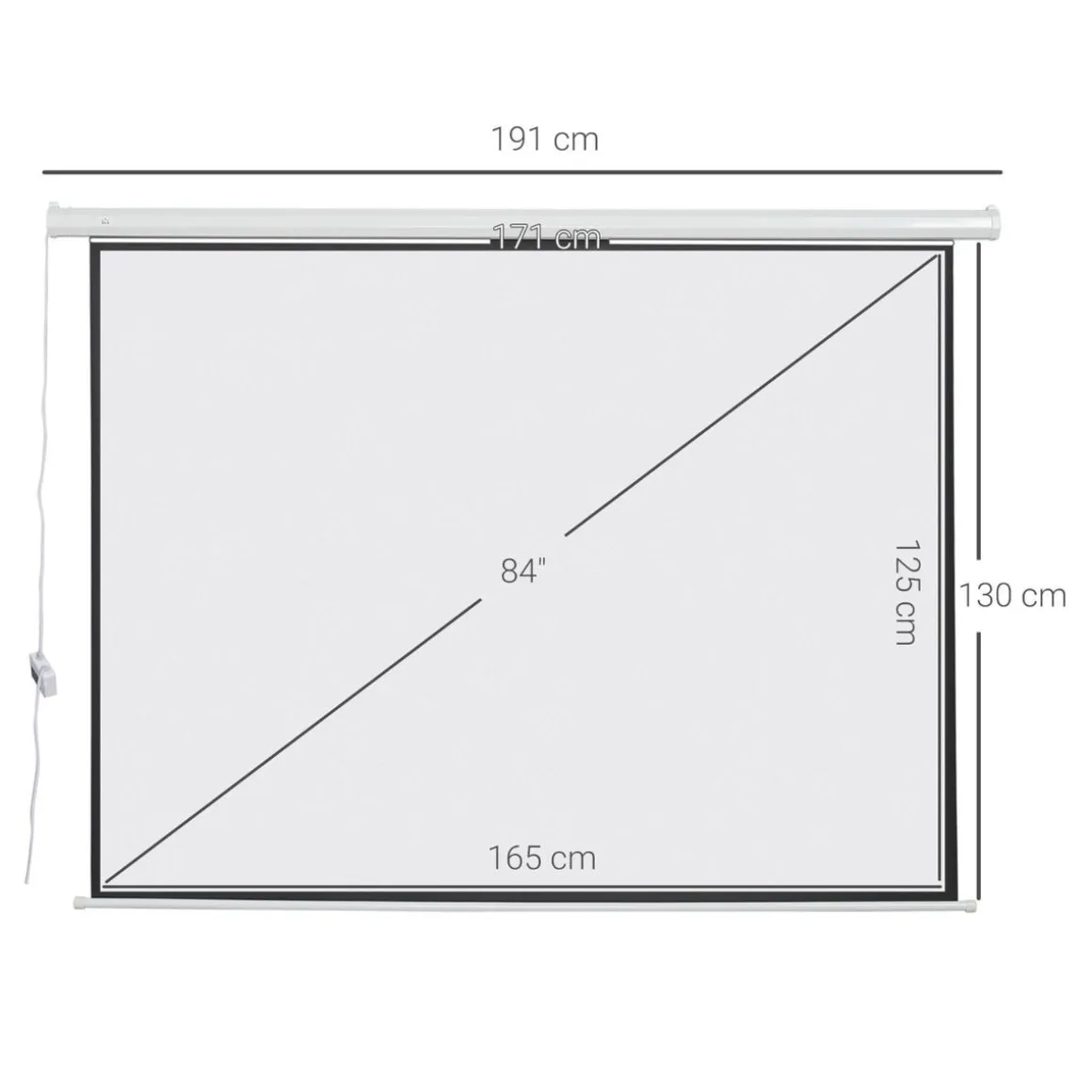 Homcom - Pantalla de proyección motorizada 84'' con mando