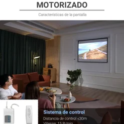 Homcom - Pantalla de proyección motorizada 84'' con mando