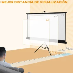 Homcom - Pantalla de proyección 84'' Negro