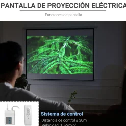 Homcom - Pantalla de proyección motorizada 120''con mando