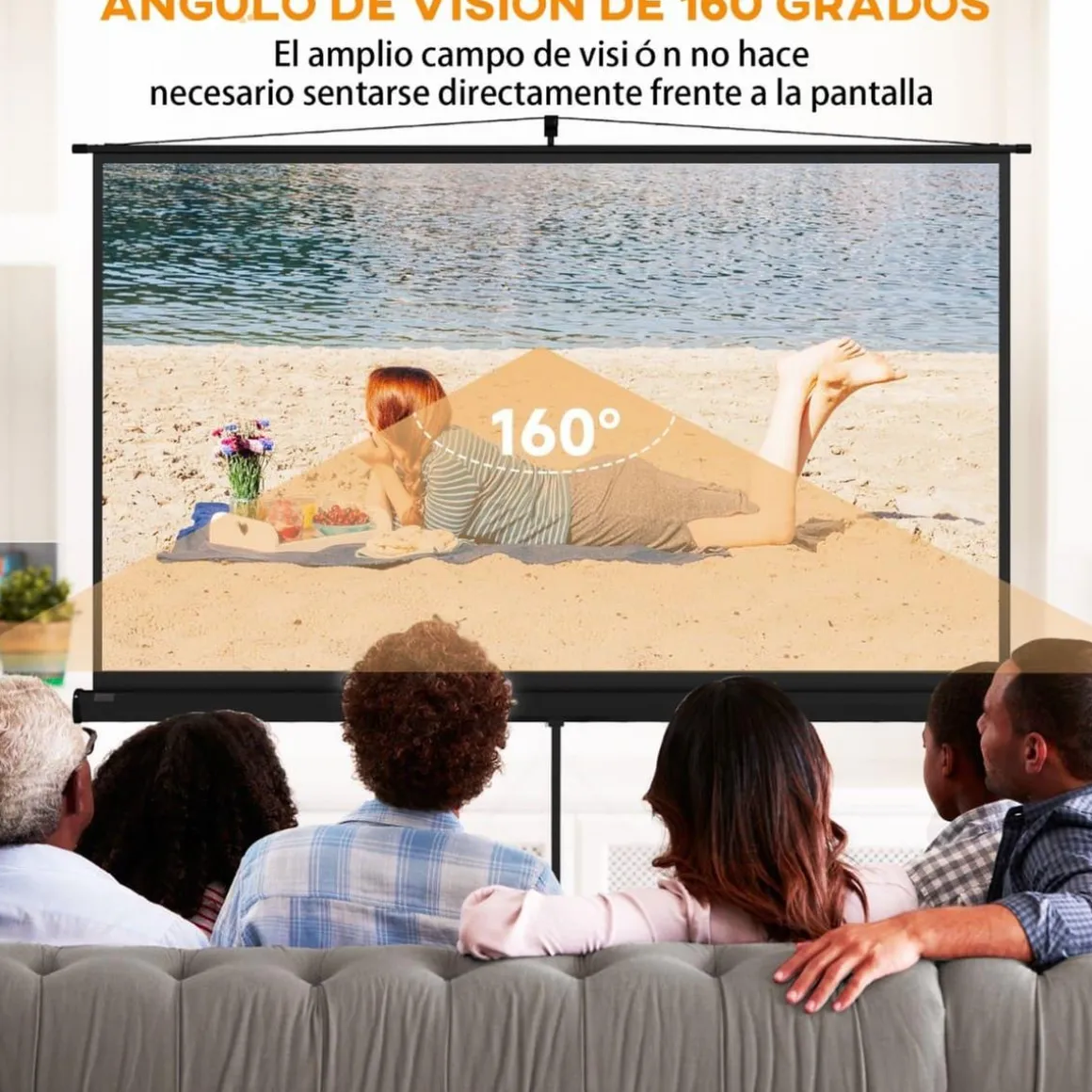 Homcom - Pantalla de proyección 100'' Negro