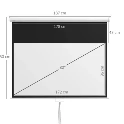 Homcom - Pantalla de proyección 80'' Blanco