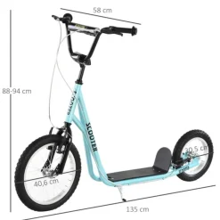 Homcom - Patinete Ajustable Para Niños Azul HomCom