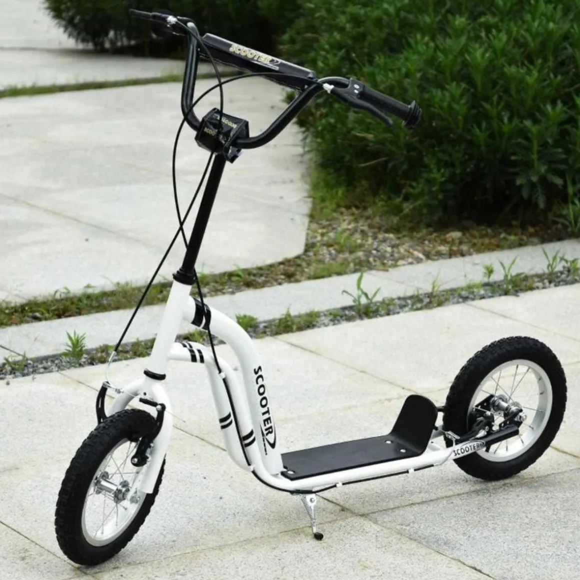 Homcom - Patinete Ajustable Para Niños Blanco/Negro HomCom