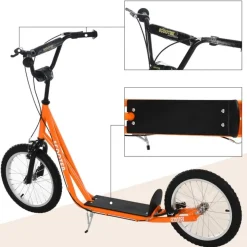 Homcom - Patinete Ajustable Para Niños Naranja HomCom