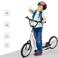 Homcom - Patinete Ajustable Para Niños Blanco HomCom