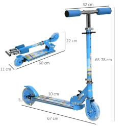Homcom - Patinete azul con luces y música