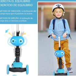 Homcom - Patinete evolutivo con asiento azul