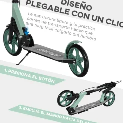 Homcom - Patinete plegable aluminio verde mint