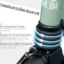 Homcom - Patinete plegable aluminio verde mint